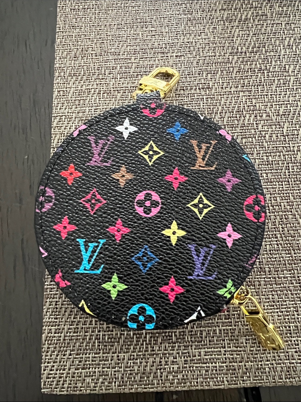 Black Multicolor Monogram Round Coin Pouch